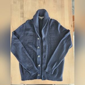 Banana Republic Navy Blue Patterned Cardigan Cozy Knit Sweater